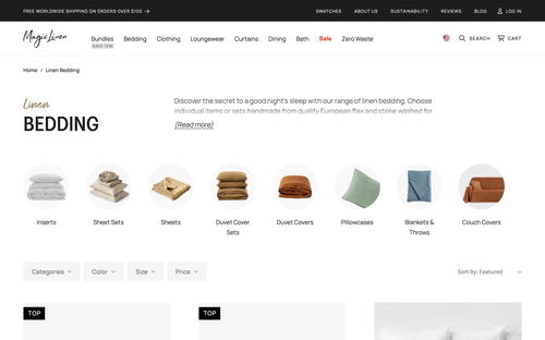 MagicLinen website screenshot