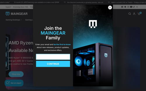 MAINGEAR website screenshot