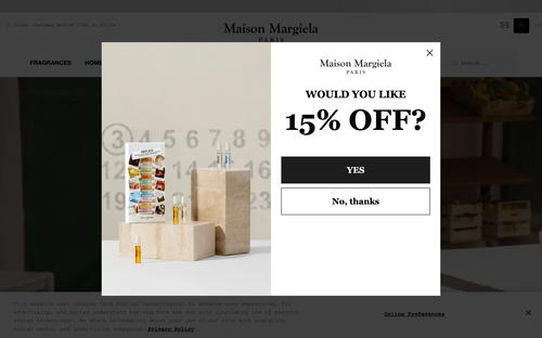 Maison Margiela Fragrances website screenshot