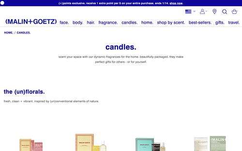 Malin+Goetz website screenshot