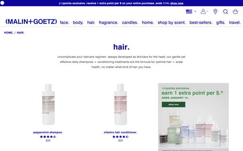 Malin+Goetz website screenshot