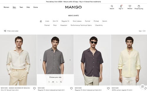 MANGO website screenshot