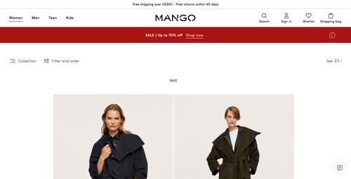 MANGO website screenshot