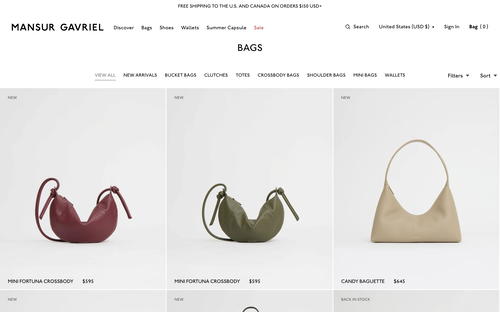 Mansur Gavriel website screenshot