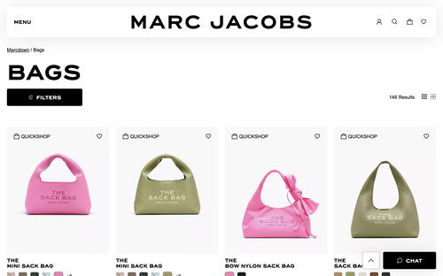 Marc Jacobs website screenshot