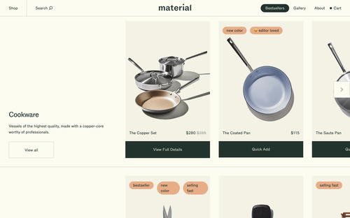 Material website screenshot
