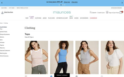 maurices website screenshot