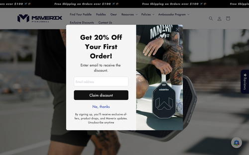 Maverix Pickleball website screenshot
