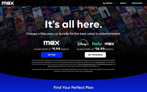 Max website screenshot