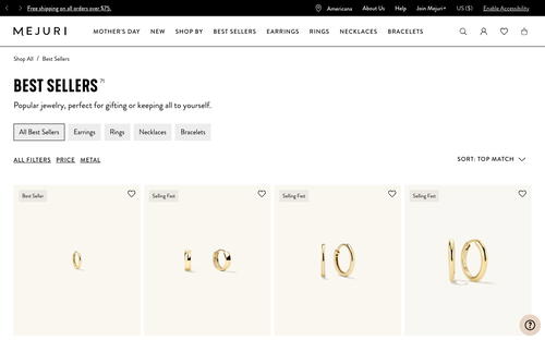 Mejuri website screenshot