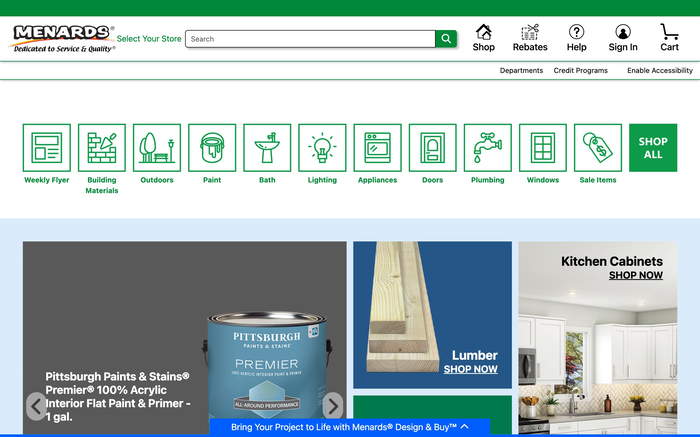 Menards screenshot