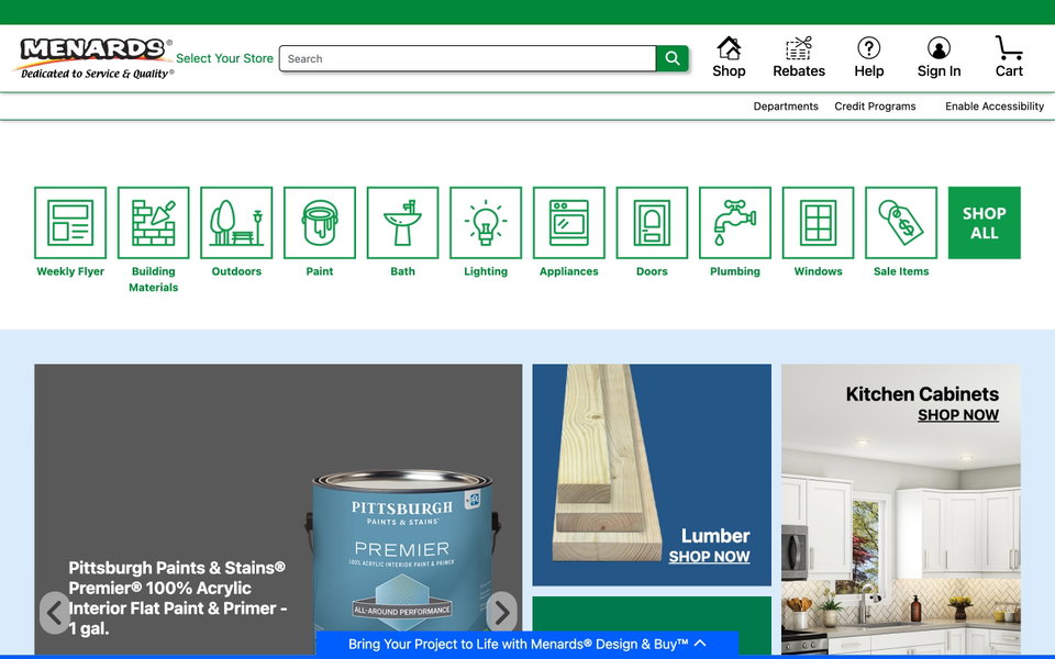 Menards website