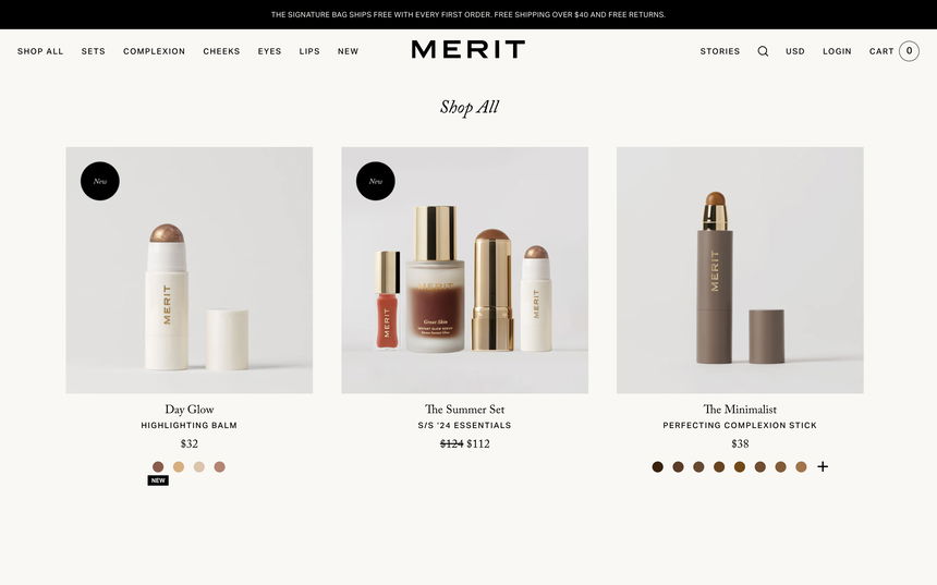 MERIT Beauty on Shomp