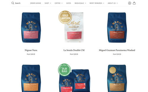 Merit Coffee website screenshot
