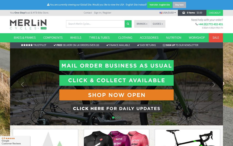 Merlin Cycles website