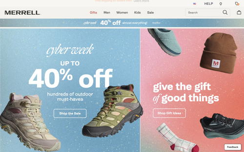 Merrell website screenshot