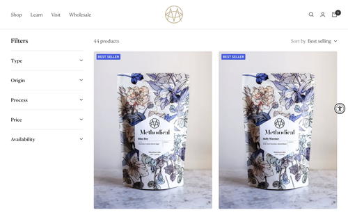 Methodical Coffee website screenshot