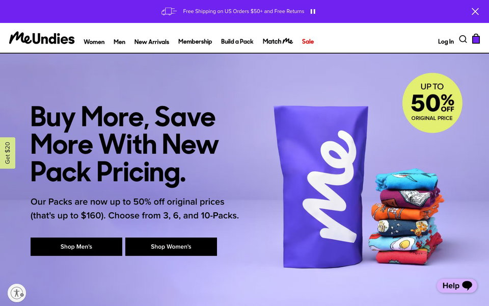 MeUndies website