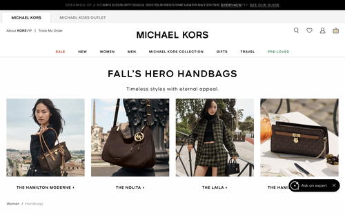 Michael Kors website screenshot