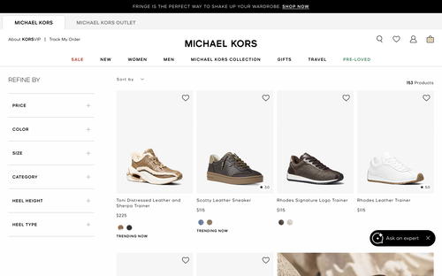 Michael Kors website screenshot
