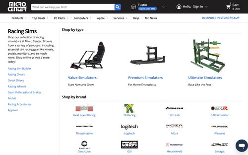 Micro Center website screenshot