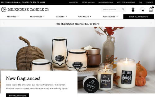 Milkhouse Candle Co. website screenshot