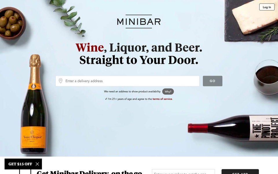 Minibar Delivery website