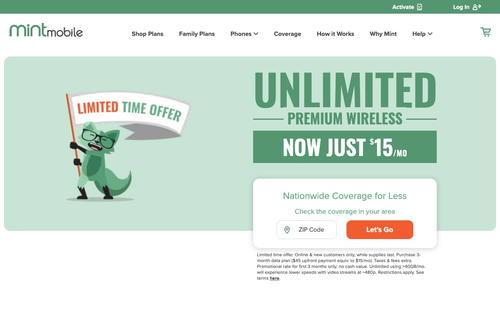 Mint Mobile website screenshot
