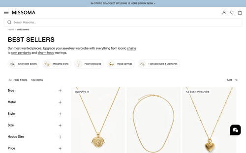 Missoma Limited website screenshot