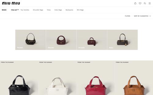Miu Miu website screenshot