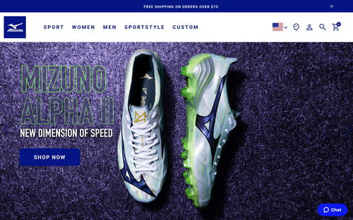 Mizuno website screenshot