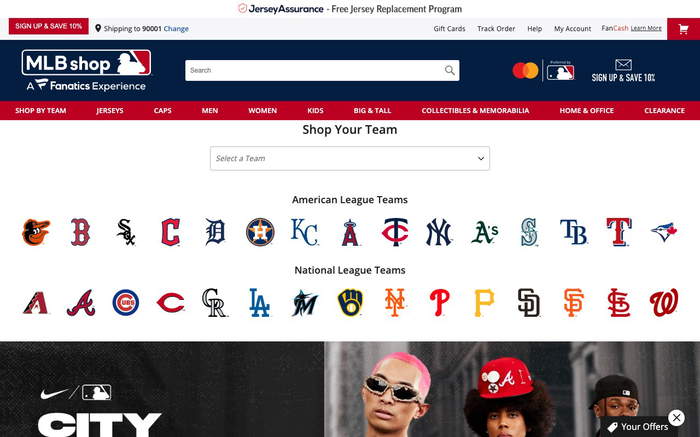 MLB Shop Official Online Store screenshot