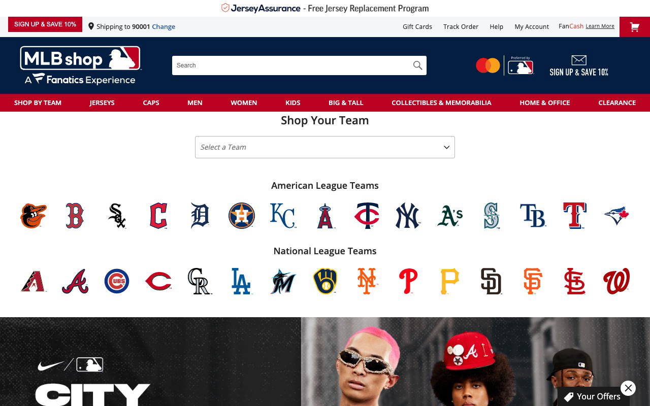 MLB Shop Official Online Store screenshot