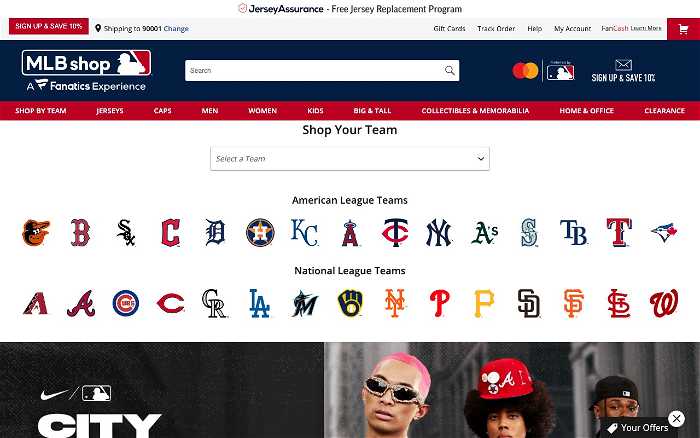 MLB Shop Official Online Store screenshot