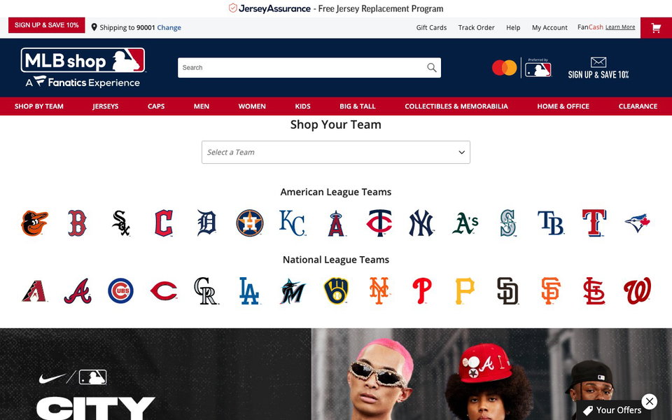 MLB Shop Official Online Store website