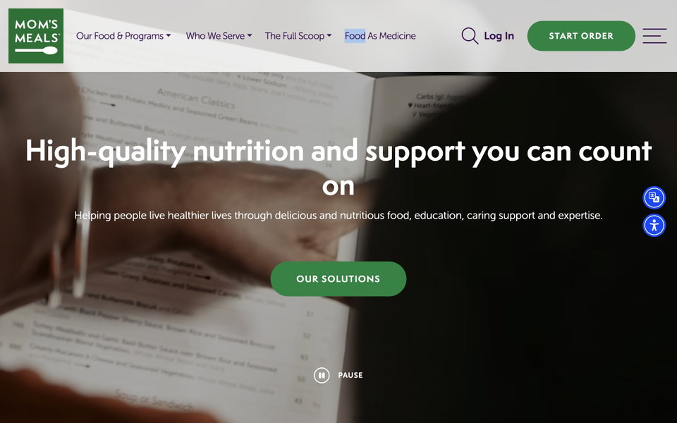 Mom's Meals website