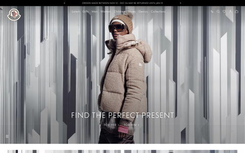 Moncler website screenshot