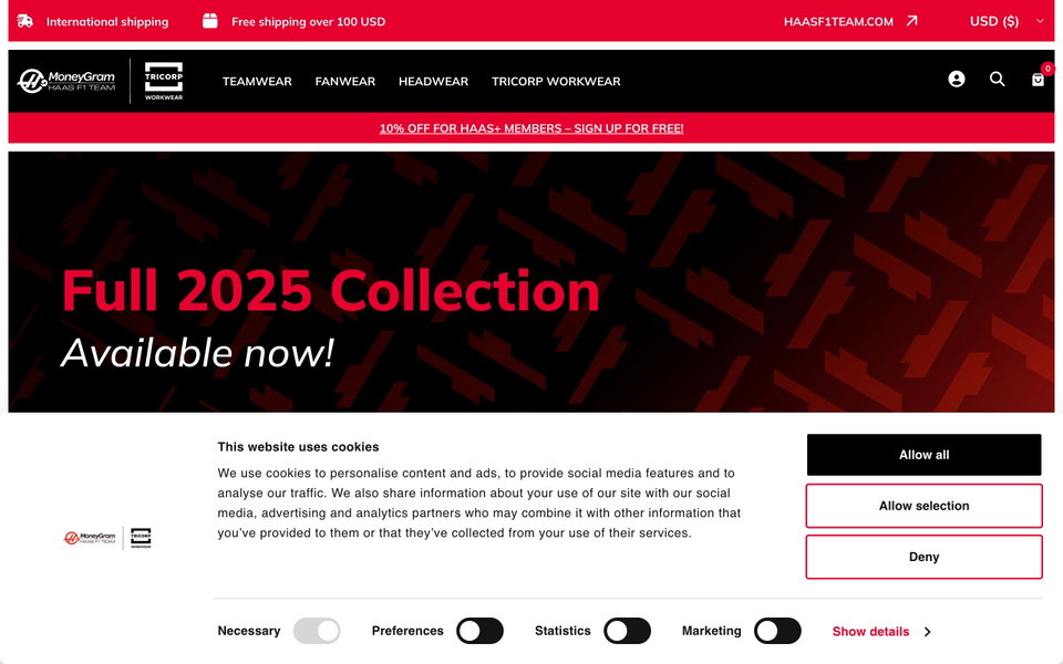 MoneyGram Haas F1 Team & Tricorp website