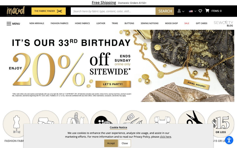 Mood Fabrics website