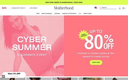 Motherhood Maternity website screenshot