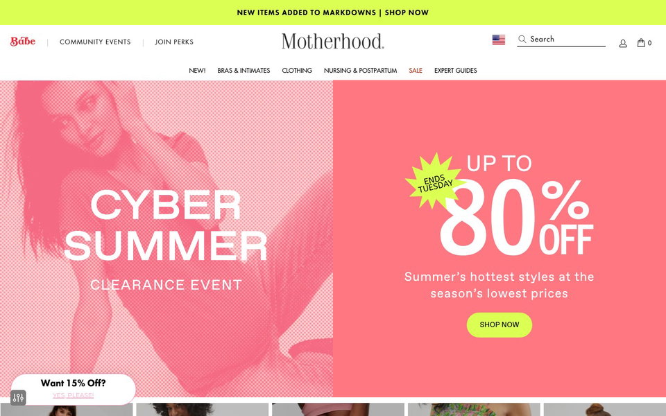 Motherhood Maternity website