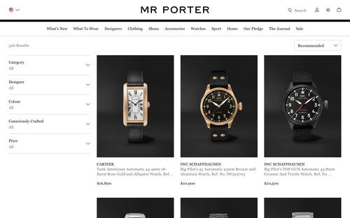 MR PORTER website screenshot