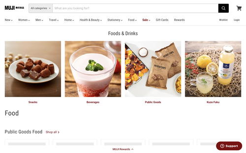 MUJI website screenshot
