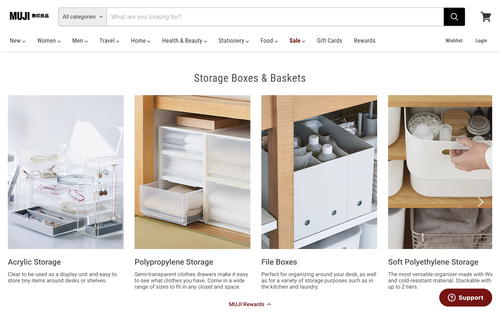 MUJI website screenshot