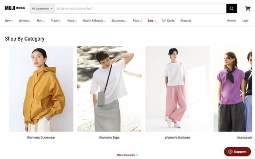 MUJI website screenshot