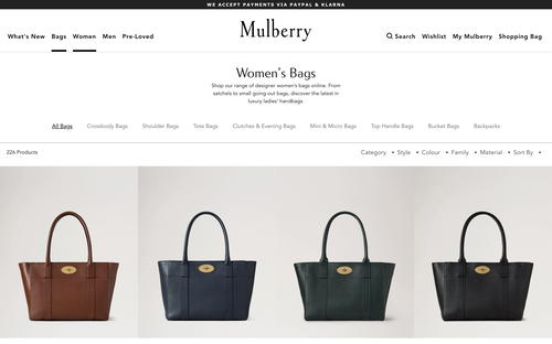 Mulberry website screenshot