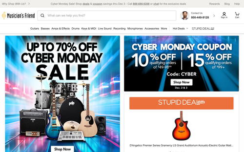 Musician's Friend website screenshot