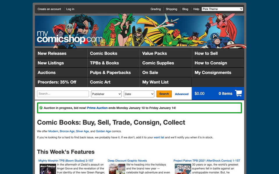 MyComicShop website