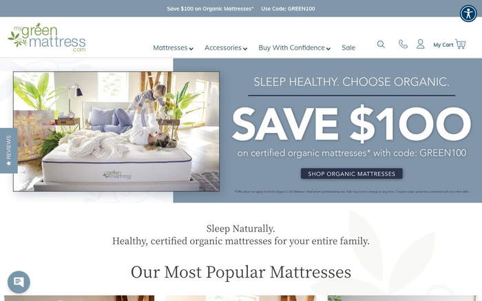 MyGreenMattress.com screenshot