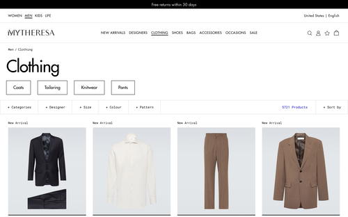 mytheresa.com website screenshot